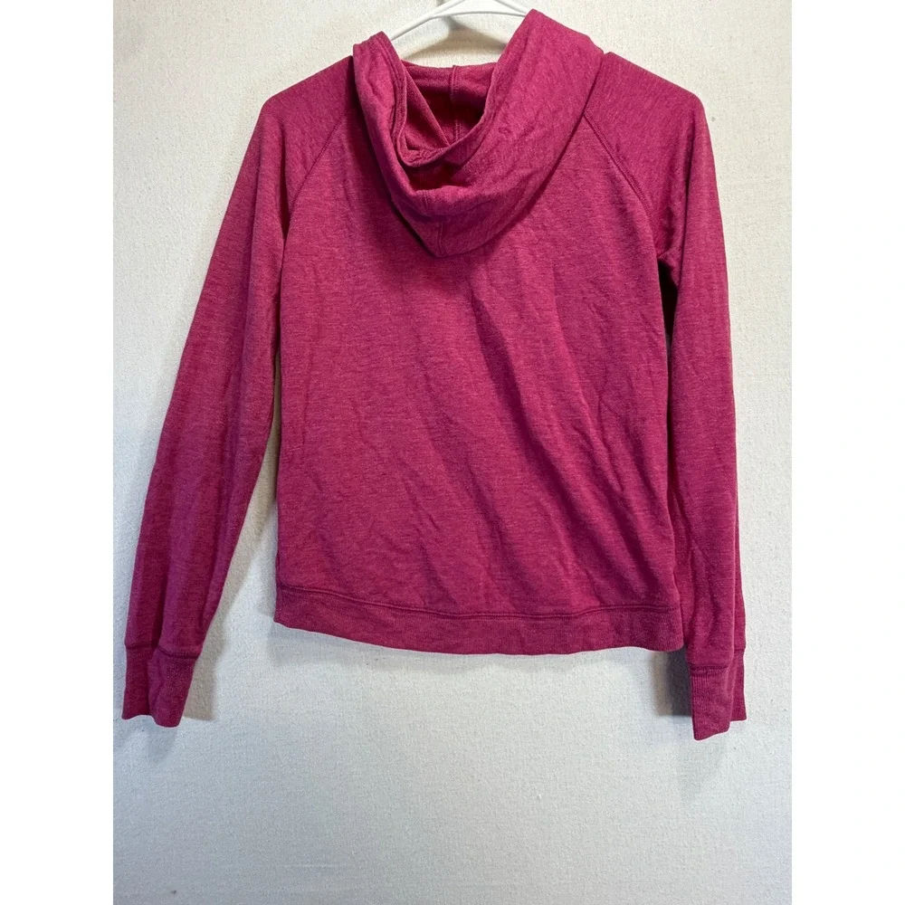 Danskin Now Girls Magenta Pink Heathered Crossover Hem Hoodie Thumbholes L 10-12